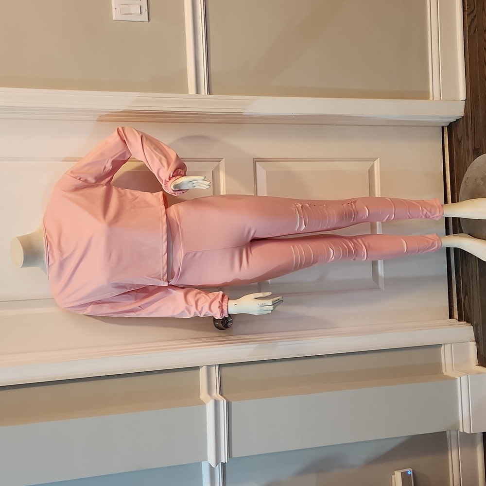 Women's Pink Cropped Top Set Size Sm